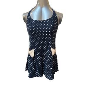 Free People High Strung Polka Dot Halter Playsuit Romper Women's Size Small Blue